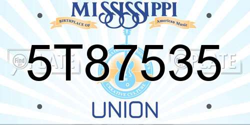 5T87535 Mississippi License Plate