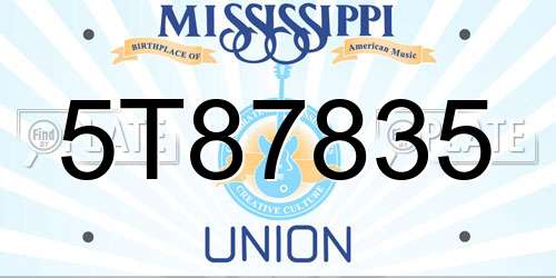 5T87835 Mississippi License Plate