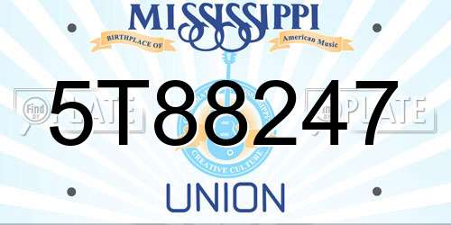 5T88247 Mississippi License Plate