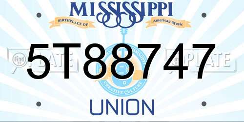 5T88747 Mississippi License Plate
