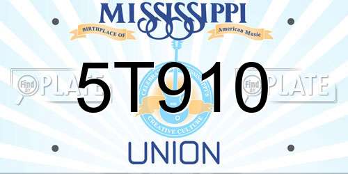 5T910 Mississippi License Plate