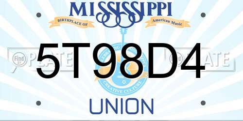 5T98D4 Mississippi License Plate