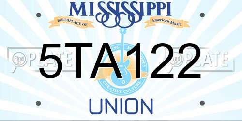 5TA122 Mississippi License Plate
