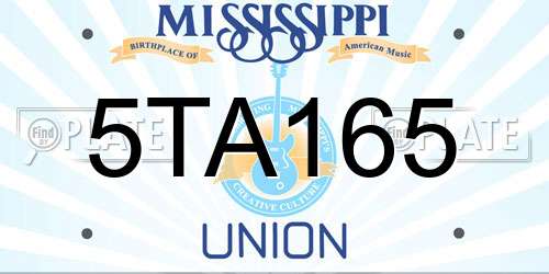 5TA165 Mississippi License Plate