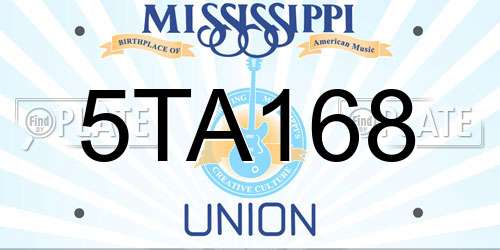 5TA168 Mississippi License Plate