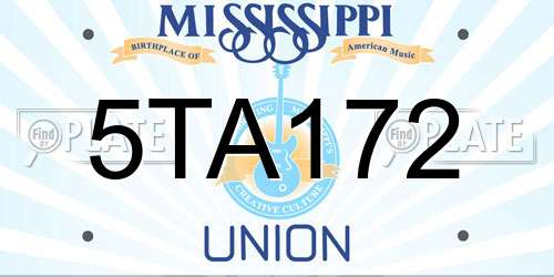 5TA172 Mississippi License Plate