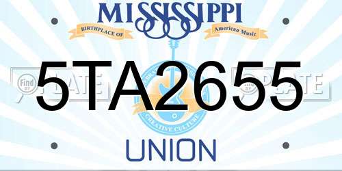 5TA2655 Mississippi License Plate