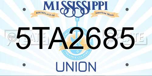 5TA2685 Mississippi License Plate