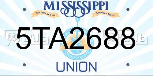 5TA2688 Mississippi License Plate