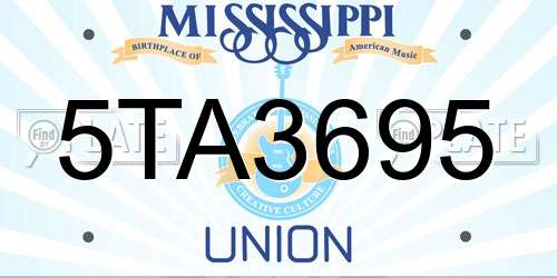 5TA3695 Mississippi License Plate