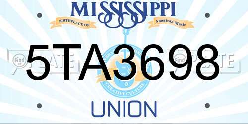 5TA3698 Mississippi License Plate