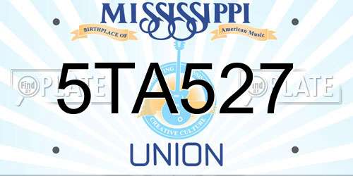 5TA527 Mississippi License Plate