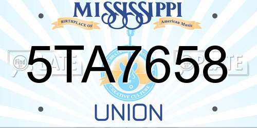 5TA7658 Mississippi License Plate