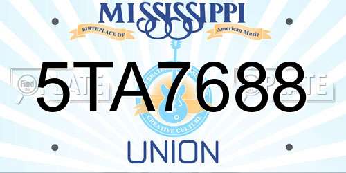 5TA7688 Mississippi License Plate