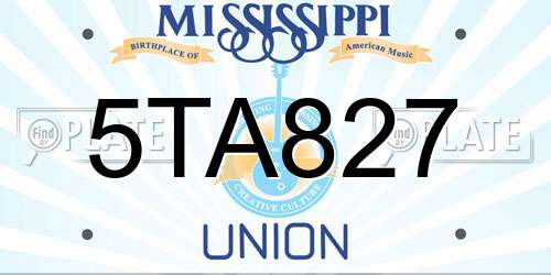 5TA827 Mississippi License Plate