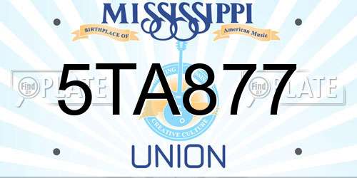 5TA877 Mississippi License Plate