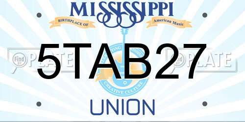 5TAB27 Mississippi License Plate