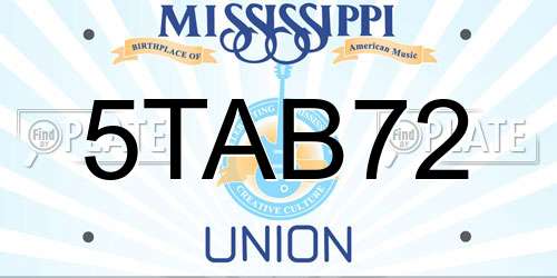 5TAB72 Mississippi License Plate