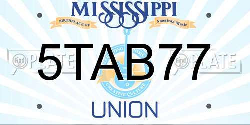 5TAB77 Mississippi License Plate