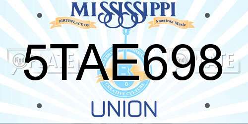 5TAE698 Mississippi License Plate
