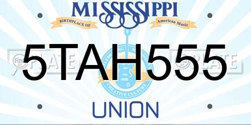 5TAH555 Mississippi License Plate