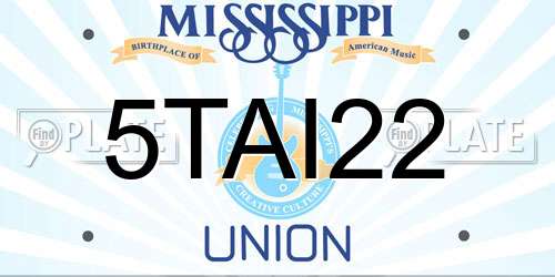 5TAI22 Mississippi License Plate