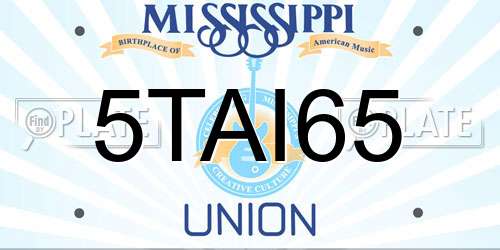 5TAI65 Mississippi License Plate