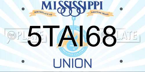 5TAI68 Mississippi License Plate
