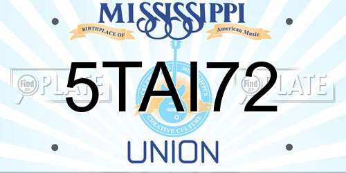 5TAI72 Mississippi License Plate