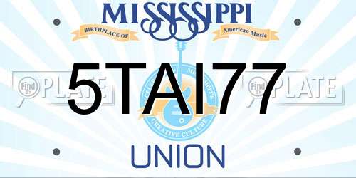 5TAI77 Mississippi License Plate