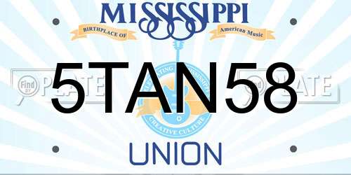 5TAN58 Mississippi License Plate