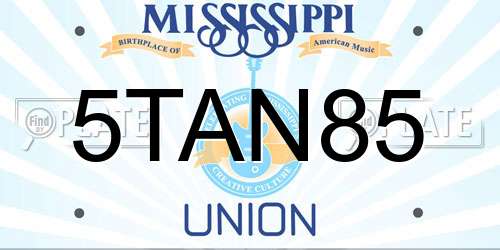 5TAN85 Mississippi License Plate