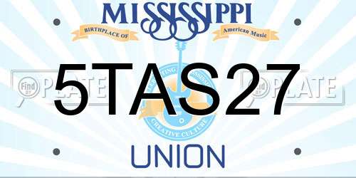 5TAS27 Mississippi License Plate