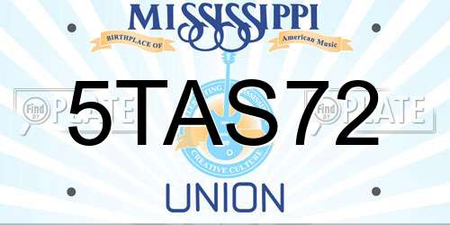 5TAS72 Mississippi License Plate