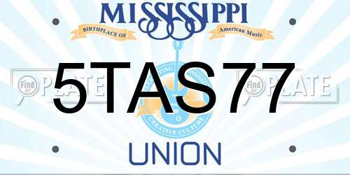 5TAS77 Mississippi License Plate