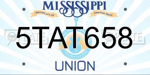 5TAT658 Mississippi License Plate