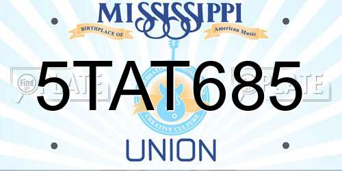5TAT685 Mississippi License Plate