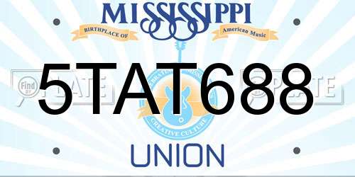 5TAT688 Mississippi License Plate