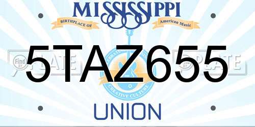 5TAZ655 Mississippi License Plate