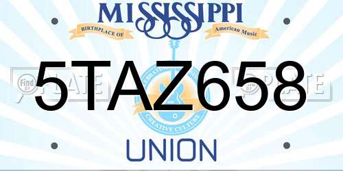 5TAZ658 Mississippi License Plate