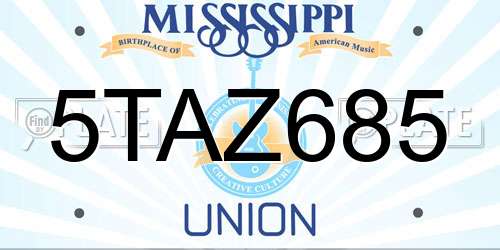 5TAZ685 Mississippi License Plate