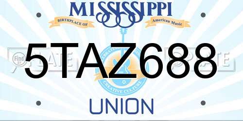 5TAZ688 Mississippi License Plate