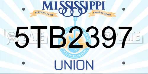 5TB2397 Mississippi License Plate