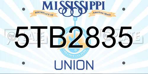 5TB2835 Mississippi License Plate