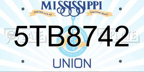 5TB8742 Mississippi License Plate