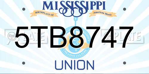 5TB8747 Mississippi License Plate