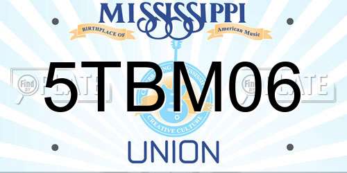 5TBM06 Mississippi License Plate