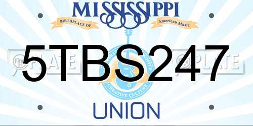 5TBS247 Mississippi License Plate