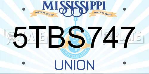 5TBS747 Mississippi License Plate