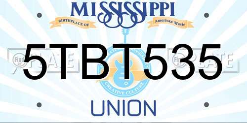 5TBT535 Mississippi License Plate
